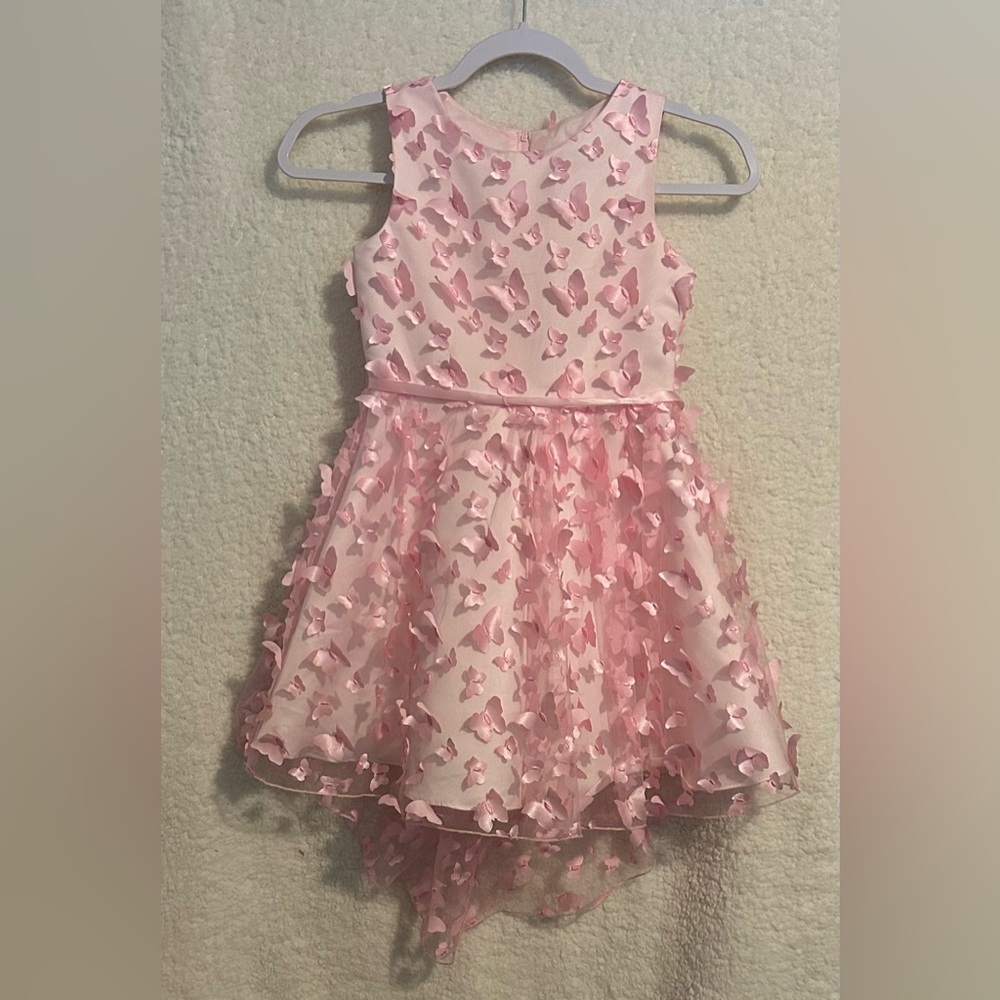 Girls size 7 pink butterfly dress - worn once